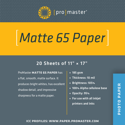 Matte 65 Paper 11"x17" - 20 Sheets