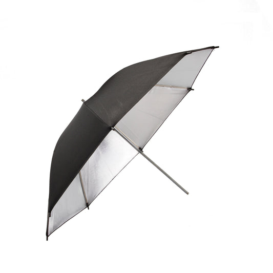 36" Reflective Umbrella - Silver with Black Backing