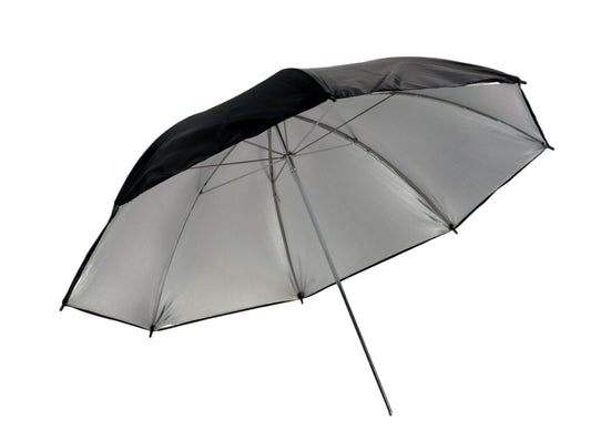 45" Reflective Umbrella - Silver with Black Backing