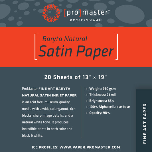 Fine Art Baryta Natural Satin Paper 13"x19"-20 Sheets
